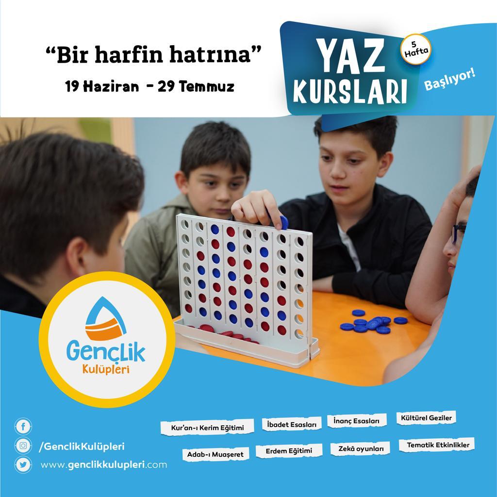 ✏️ Yaz Kurslarımız Başlıyor 

🔸 Kontenjanlarımız dolmadan acele edin!

❓ Nerelerdeyiz: genclikkulupleri.com/nerelerdeyiz/

 <a href="/Genckon/">GENÇKON</a>