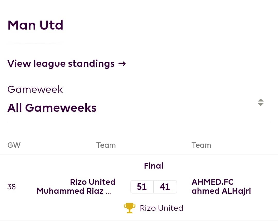 Rizo575's tweet photo. @OfficialFPL I won the Manchester United  Cup with an awesome run beating over 4.2 million players @ManUtd 
Any prize for the winner? https://t.co/Qk4Or21Vcl