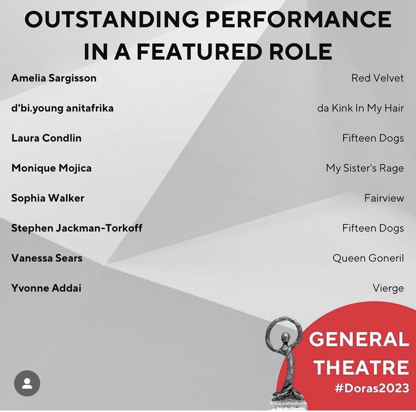 Amelia Sargisson (@akathesarge) on Twitter photo What a TOTAL HONOUR to be named among these artists! I’m bursting with gratitude & glee, & am OVER THE MOON for the beautiful Red Velvet team which leads the General Theatre category with 6 noms!!! 👏👏👏 Thank you <a href="/TAPA_TO/">TAPA</a>, <a href="/DoraAwards/">DoraMavorMooreAwards</a> & <a href="/crowstheatre/">Crow's Theatre</a> for producing! 🤸🏼♀️🌓♥️🎭 What a TOTAL HONOUR to be named among these artists! I’m bursting with gratitude & glee, & am OVER THE MOON for the beautiful Red Velvet team which leads the General Theatre category with 6 noms!!! 👏👏👏 Thank you <a href="/TAPA_TO/">TAPA</a>, <a href="/DoraAwards/">DoraMavorMooreAwards</a> & <a href="/crowstheatre/">Crow's Theatre</a> for producing! 🤸🏼♀️🌓♥️🎭