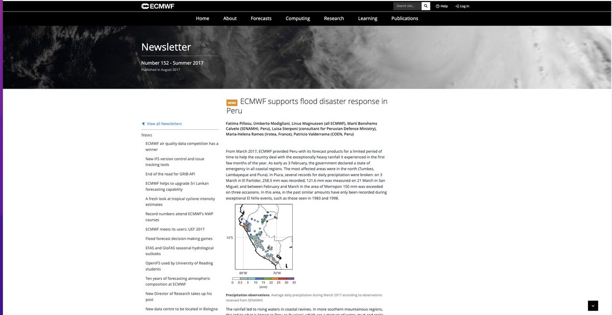 Glad to have supported @eu_echo and its Members with @ECMWF weather forecast products in occasions such as floods in Peru ecmwf.int/en/newsletter/…