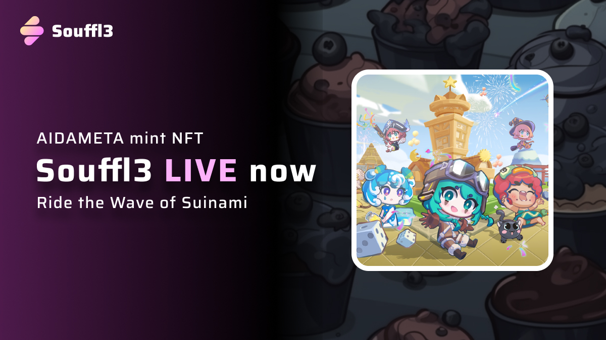 <a href="/AIDA_Ecosystem/">AIDA META</a> mint is LIVE on Souffl3 now!!
⏰ Public Sale: live now🎉
💧 Whitelist Price: 8 $SUI
⏰ Public Sale: May 31th, 12am (UTC)
💧 Public Price: 10 $SUI
😃Come to meet the incredible #AIDAMETA NFT characters! 
souffl3.com/launchpad/aida…