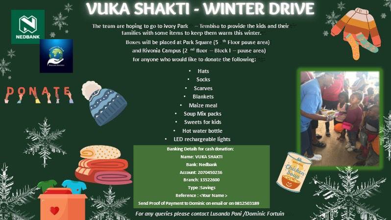 As part of @Nedbank Team Challenge we need your support to spread winter warmth and happiness. All funds will go to #ConnectToFeed, an NPO that will distribute hampers to the kids and their families. Send proof of payment to DominicF@NedbankInsurance.co.za #BeTheDifference