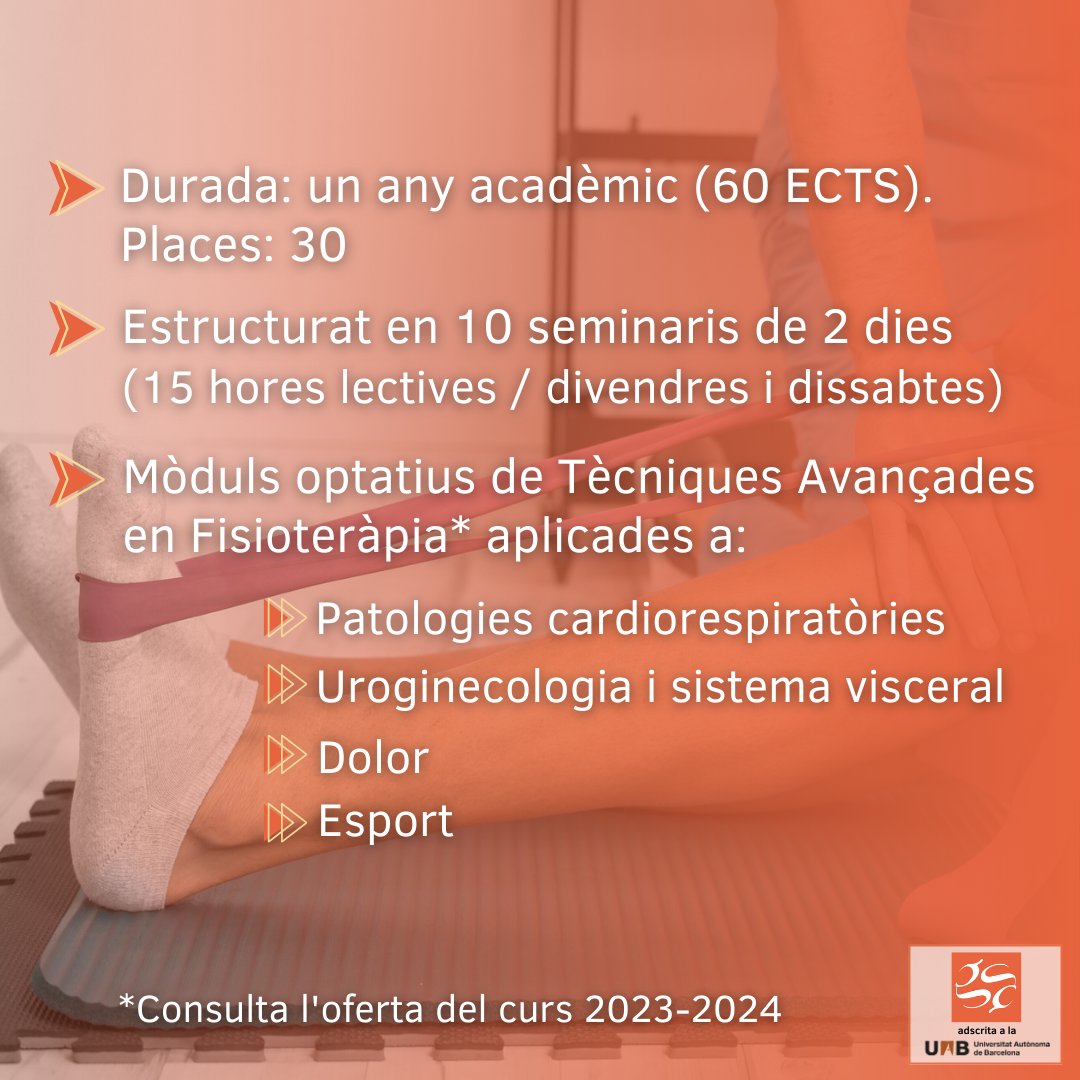 El màster oficial en Investigació Translacional en Fisioteràpia inicia l'11a edició el 29 de setembre. És una titulació interuniversitària impartida de forma conjunta per les Escoles d'Infermeria i Fisioteràpia Gimbernat.
#investigaciotranslacional #fisioterapia #infermeria #EUG