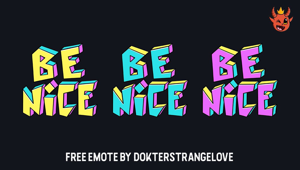 *FREE EMOTE*  Be nice, damn it!

3 colourways, Memphis style. Press some buttons and share with a friend! ✏️♥️ Here's the download link: we.tl/t-DKSSjTJdQl

#DayZ #Twitch #emote #Emoteartist #Emotes