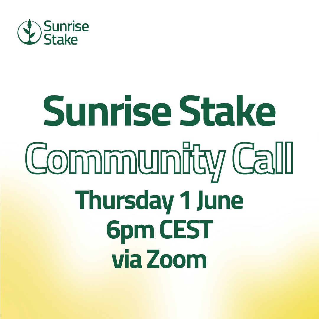 Want to join Solana's green revolution? 🌱

Drop into Sunrise Stake's Community Call!
Thursday June 1st at 6PM CEST!

Be part of the movement and make a positive impact!

Zoom link 👇