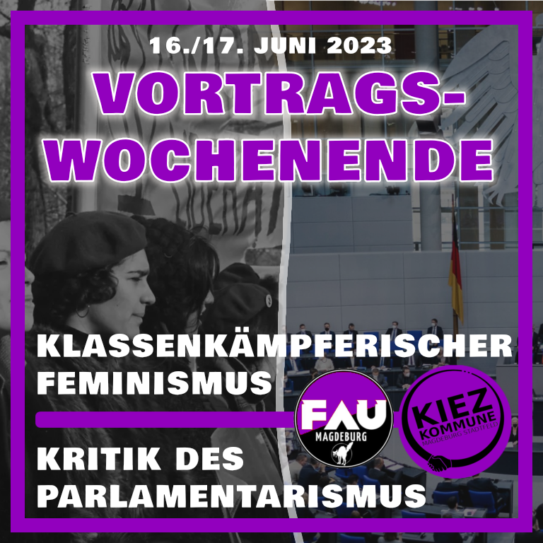 FauMagdeburg's tweet photo. Die @KiezkommuneS  und die @FauMagdeburg  laden am 16. und 17. Juni zu zwei spannenden Vortrags- und Diskussionsveranstaltungen in Magdeburg ein. https://t.co/1r7x99VVdn
