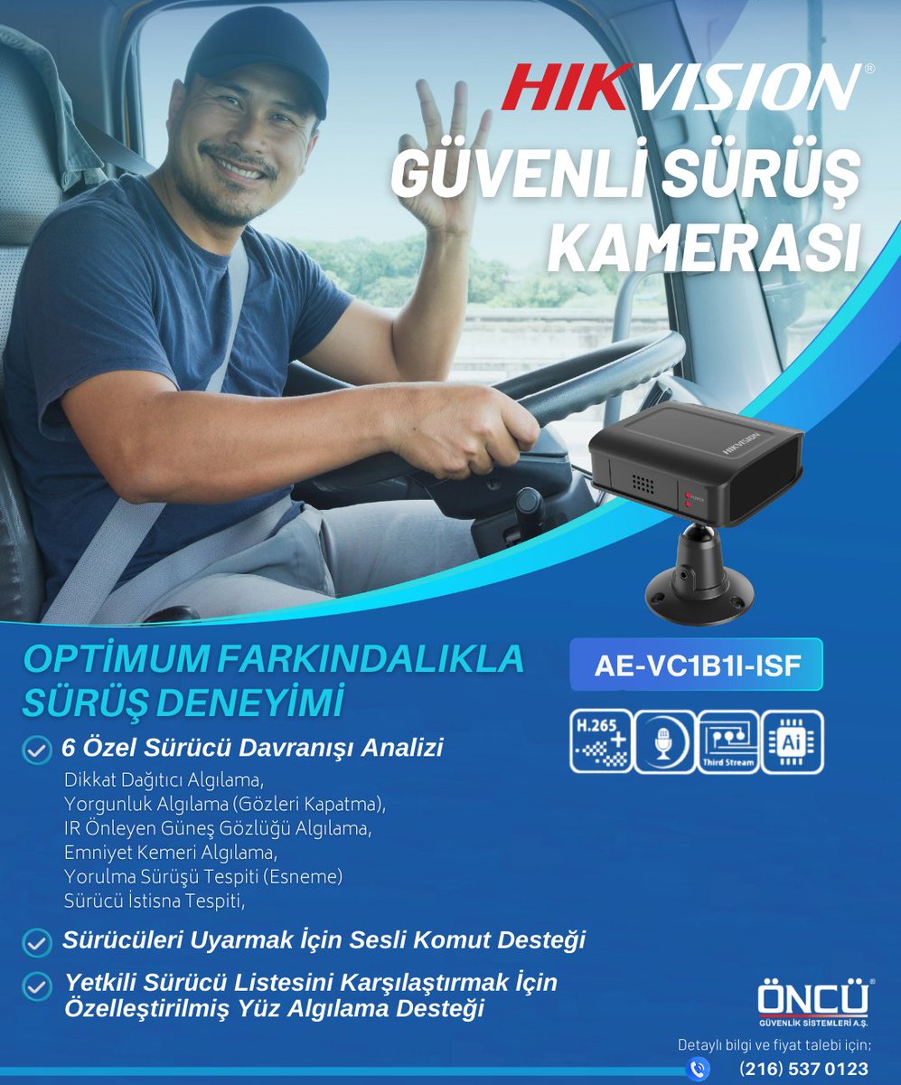 Hikvision Güvenli Sürüş Kamerası, Stoklarımızda!

Hikvision Driving Safety Camera!

Detaylı bilgi için; 0216 537 0123 nolu telefonumuzdan veya info@oncuguvenlik.com.tr adresimizden bizlere ulaşabilirsiniz.
#hikvision #drivingsafety #camera #CCTV