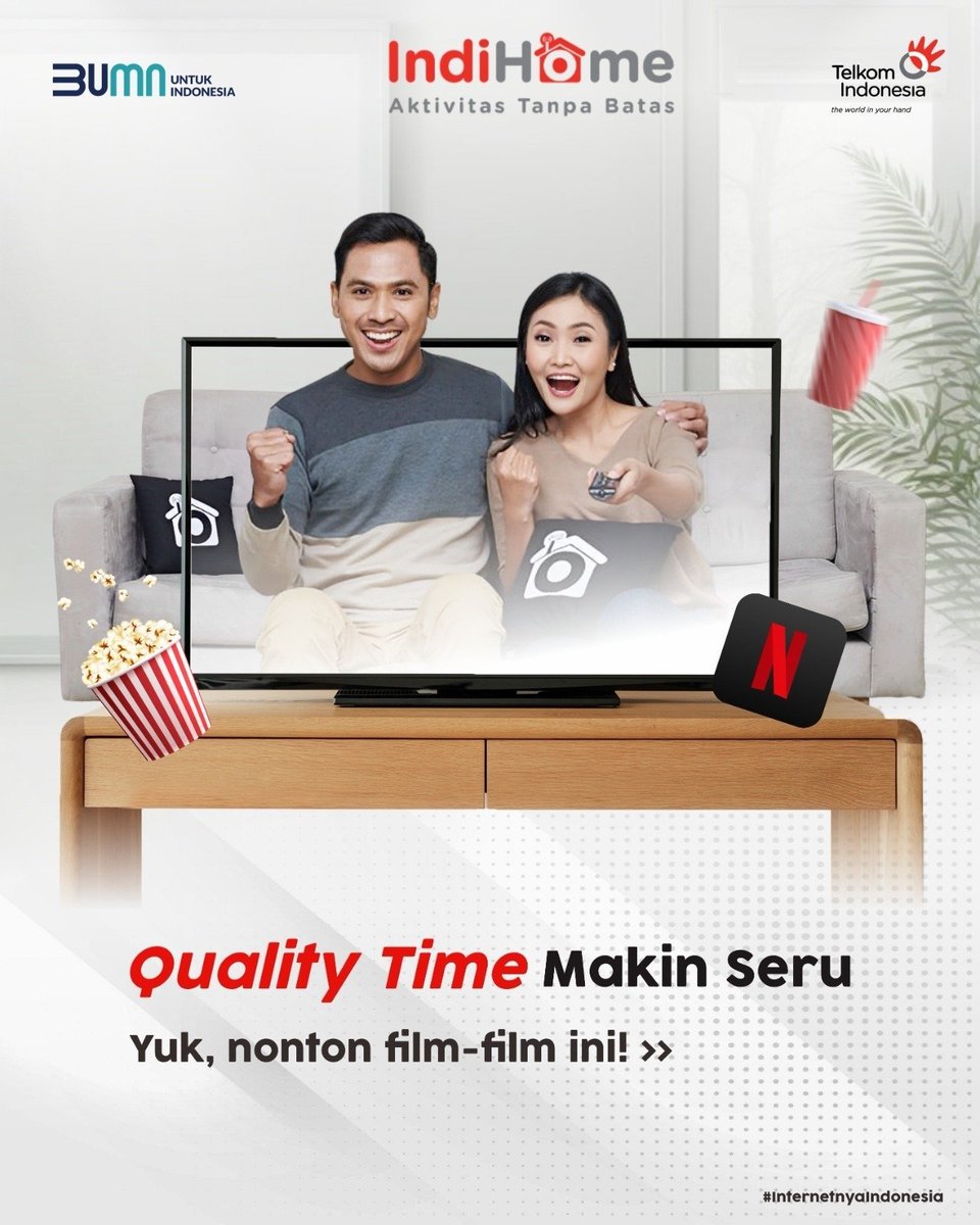 samudrasig79's tweet photo. Kumpul bareng teman / keluarga terasa makin lengkap sambil nonton film-film seru  Nah, supaya streaming film favorit makin lancar, yuk langganan Paket IndiHome (Dengan Akses Netflix) kecepatan hingga 100 Mbps. #AktivitasTanpaBatas #InternetnyaIndonesia #IndiHome https://t.co/tHbU89NZhs