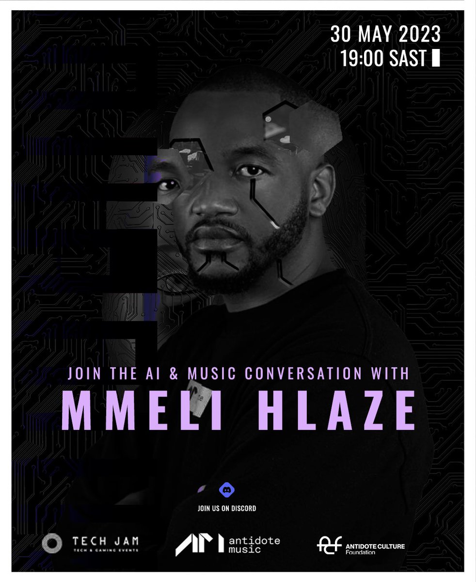 🎶 Join us tonight for an exciting conversation on the intersection of AI and music!
📅 Date: May 30, 2023
⌚ Time: 19:00 PM SAST
🔗 Discord Link: discord.gg/2GH8YYUNpd?eve…