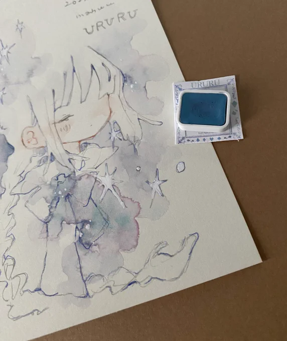 以前から気になっていたnayukisuisaiさん(  )のハンドメイド絵の具をお迎えしました。 「URURU」、夢色カラーの分離がかわいすぎます…!