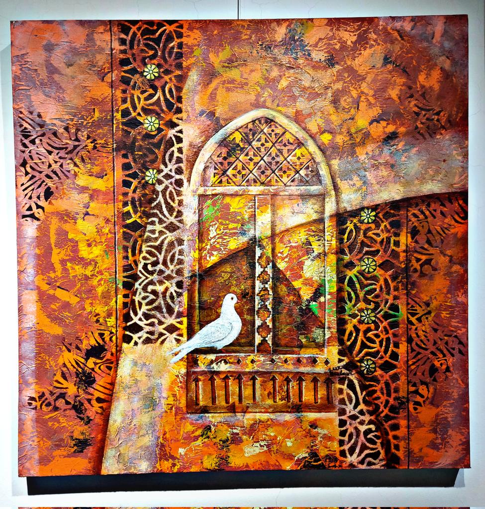 احدى اللوحات التى شاركت بها في بينالي دكا