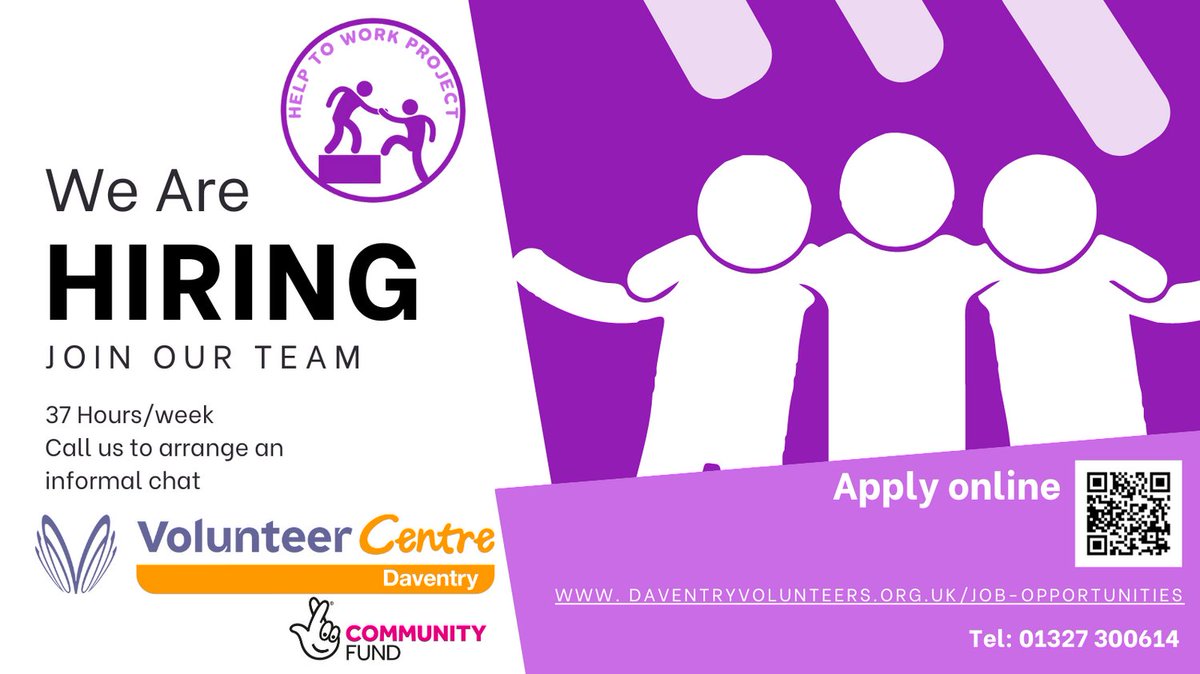 We are hiring for our new lottery funded, Help to Work project.
Supporting individuals looking for paid work who are facing barriers, such as those with lifelong physical disabilities or conditions, people 50+, and carers returning to work. 
Applications through our Website