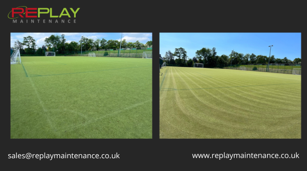 ReplayMaintain's tweet photo. Our #ServiceAgreement #ReplayRevive customers enjoy visits at a frequency of their choice. #Revive is a structured maintenance programme preserving the performance characteristics of the #ArtificialSportSurface & maximising the life of the carpet #ReplayMaintenance #beforeafter https://t.co/KohfQlTPMv