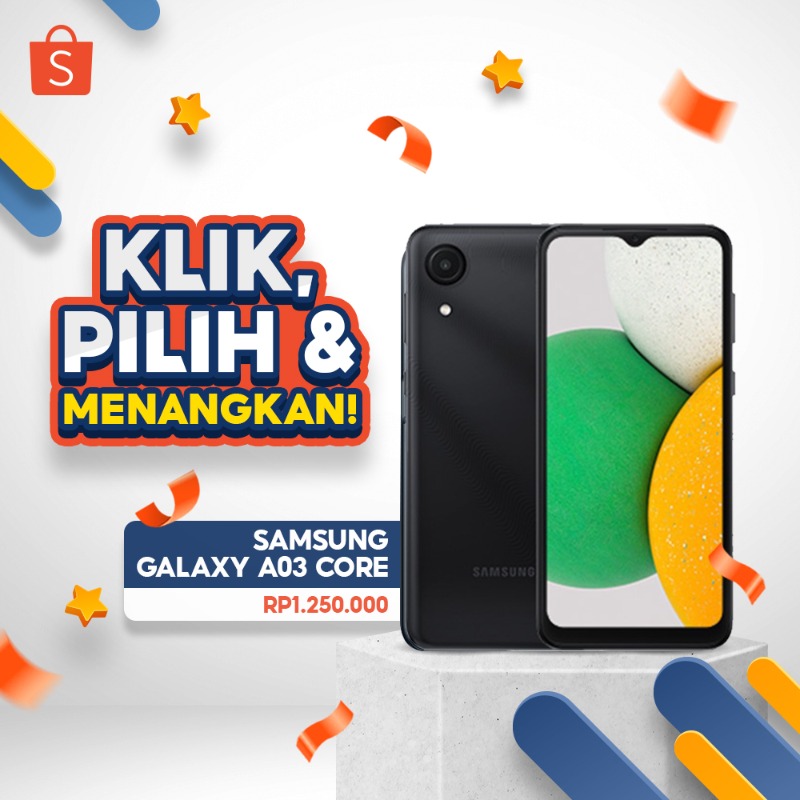 ShopeeID's tweet photo. ✨ GIVEAWAY SAMSUNG SMARTPHONE ✨

Hari ini mimin mau giveaway SAMSUNG GALAXY A03 Core nih! Caranya:

- FOLLOW @ShopeeID
- RT &amp; LIKE tweet ini
- Klik banner di bawah ini
- REPLY warna Samsung A03 Core yang kamu mau, sebanyak-banyaknya!

Good luckkkk! 🧡