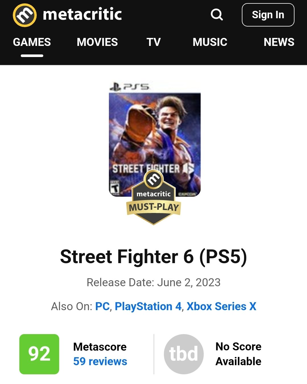 PeterOvo on X: Street Fighter 6: ✓ 92 Metacritic ✓ 92 Opencritic  Abandoning PlayStation exclusivity has helped Street Fighter become a  better game. Capcom don't play dumb games like Square Enix.   /