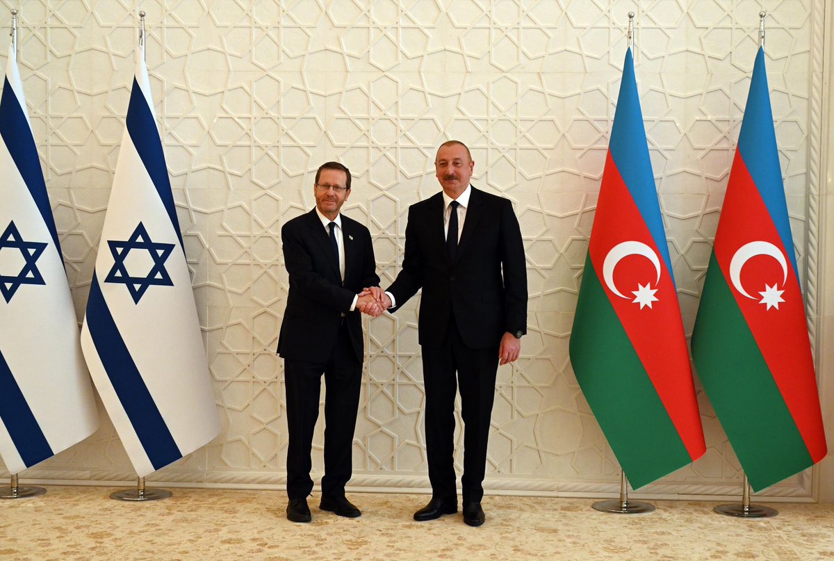 I thank my friend, president of Azerbaijan Ilham Aliyev, <a href="/presidentaz/">Ilham Aliyev</a>, a true friend of Israel, for the warm welcome in his palace. Israel views Azerbaijan as a valuable strategic partner and an anchor of regional stability. 🇮🇱🤝🇦🇿