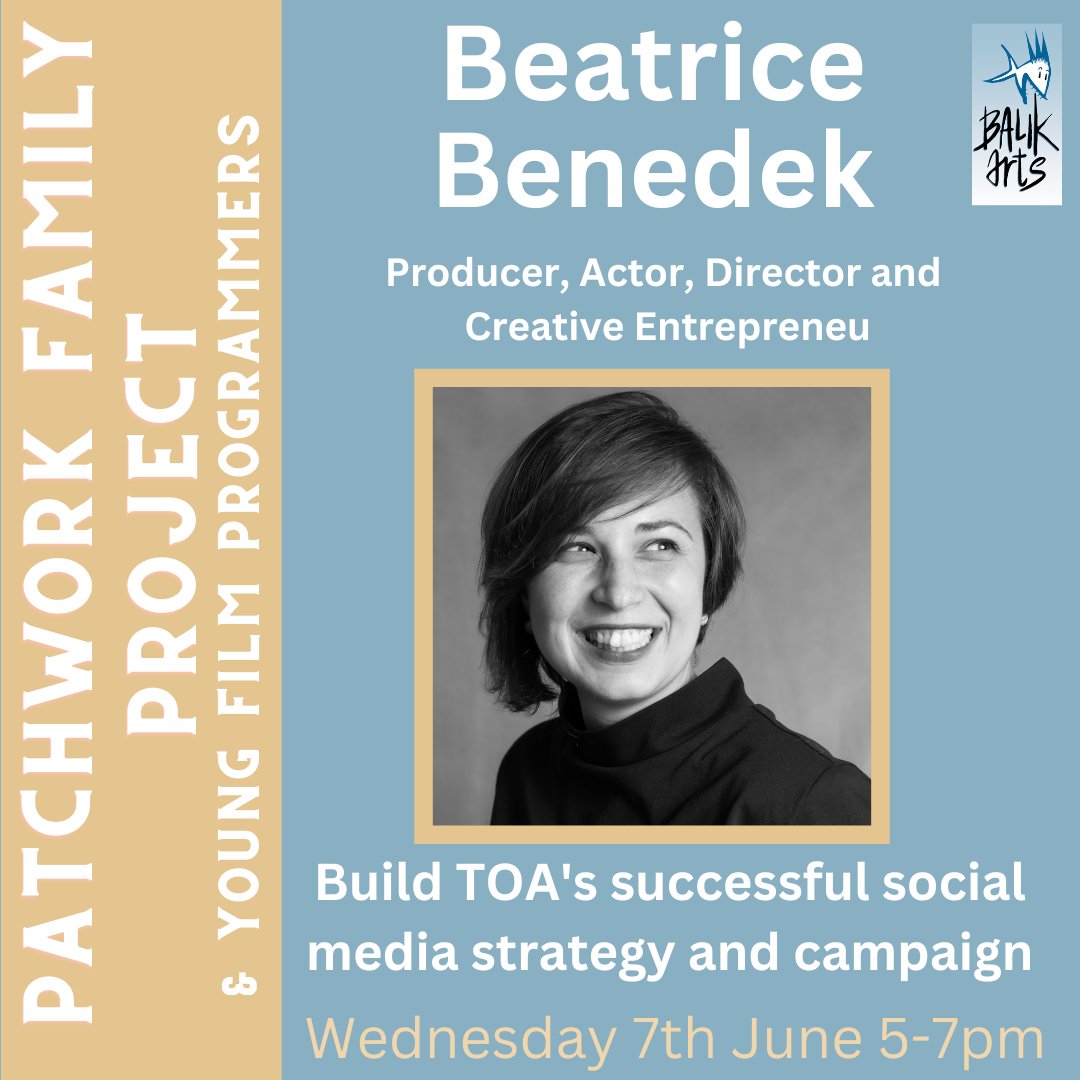 Balik_Arts's tweet photo. Beatrice Benedek will lead a session as part of the Balik Arts Patchwork Family Project and Young Film Programmers.
To receive the Zoom link for this session, please sign up using the Patchwork Family link in our bio.
Wednesday 7th June from 5-7pm. See you there! https://t.co/0HOCb5aaSU