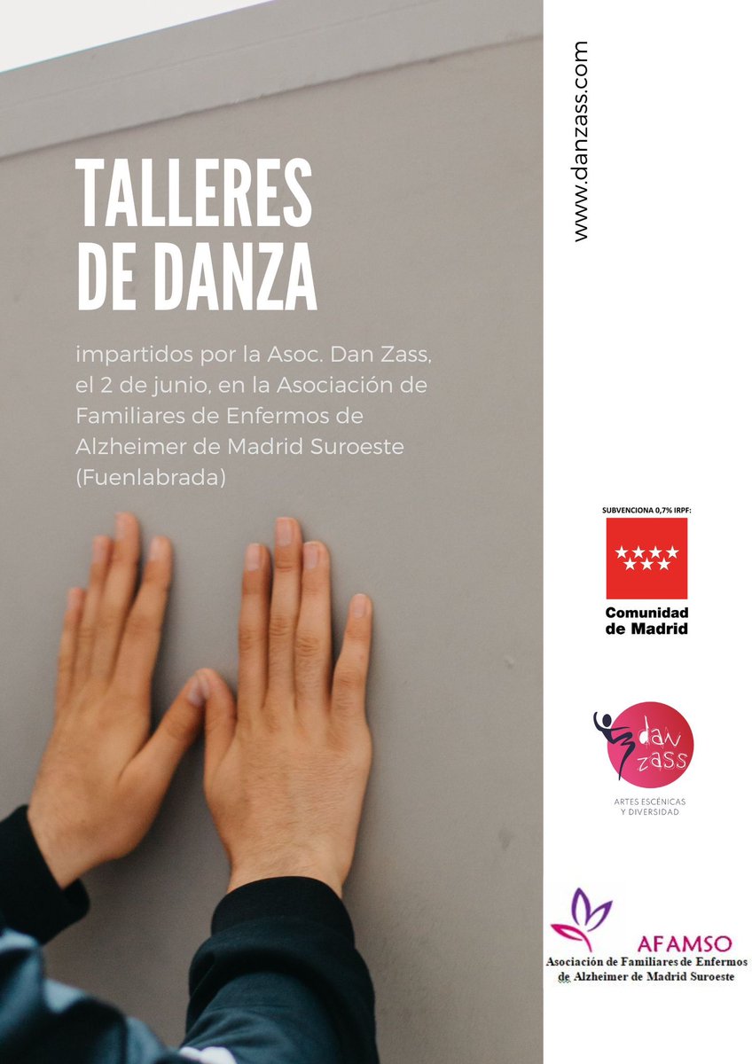 ADanZass's tweet photo. Semanas de diversidad
De cuerpos, mentes, contextos y mensajes que afrontan la vida de forma diversa.
Este viernes, nos vemos en #AFAMSO, entidad de apoyo a familiares enfermos de Alzheimer de Fuenlabrada.
Ganas de conoceros y bailar juntos 💕
#DanZass #DanzaParaTodos https://t.co/vZQZCOJSPt