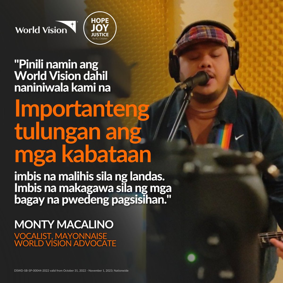 Did you grow up listening to @MontyMacalino? We did, too! 🤩

The @mayonnaisemusic frontman wants vulnerable Filipino children to stay in the right path as they reach new heights in the future! 

BE THE #REASON NOW: wvph.co/3MxMnoU

#WorldVisionPH #65YearsofHopeJoyJustice