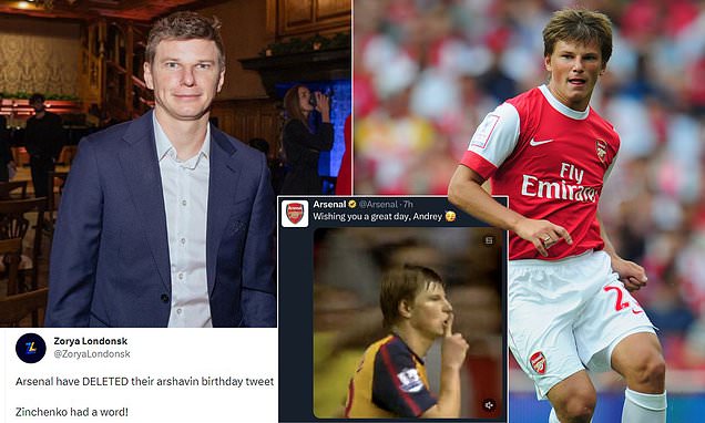 Arsenal delete birthday wishes message for former Russian player after backlash  