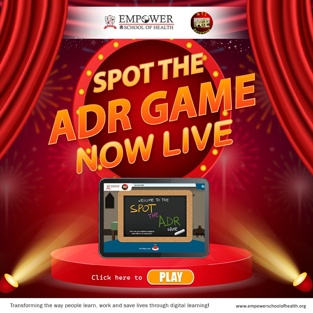 EmpowerGRP's tweet photo. The wait is over!! 💥💥💥
#SpottheADRGame is #LIVE now🚀
Learn about adverse drug reactions, manage some TB cases and make good decisions.
Just click on the link 🔗, register and gain access to the game: https://t.co/txZJIjdhcW
#EmpoweringMillions #LiveNow #gamealert #NTI https://t.co/sfJVtzhyXx