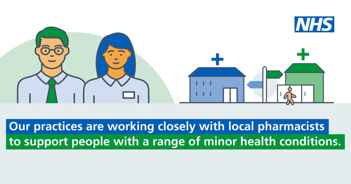 Our practices are working closely with local pharmacists to support people with a range of minor health conditions. #Pharmacists are trained to give advice about medicines and can provide support with a range of minor health conditions. #PharmacistConsultation #NHS