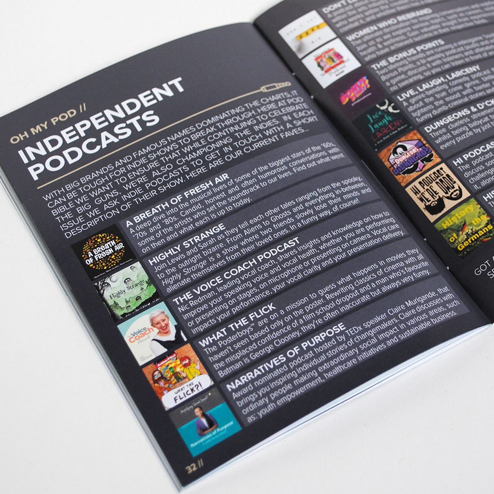 podbible's tweet photo. Our Oh My Pod section in Issue #026 showcases the choicest independent pods, such as @flickpod69, @NoP_podcast, @DontLetDaveWin,  @TheBonusPoints, @LiveLaughLarcen, @DungeonsDHeads, @hipodcastdads &amp; @germanshistory!

What a list!

Read: https://t.co/whtECgjeeS

#podcasts https://t.co/sGXtfOwzEU