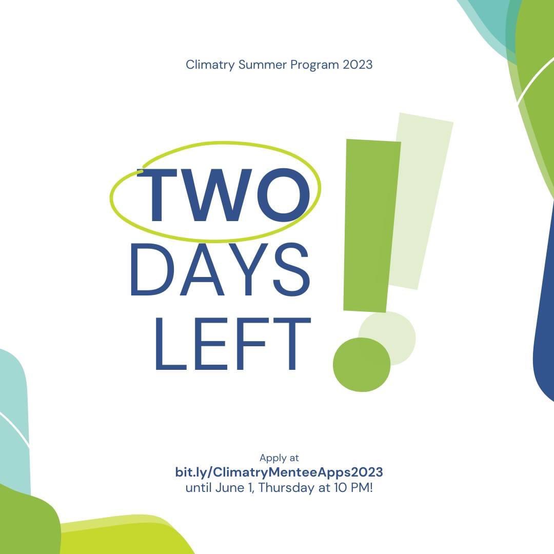 ClimatryPH's tweet photo. Here's your friendly reminder that there are only TWO DAYS LEFT to apply as a Climatry mentee! 🤓🌱

🔗 https://t.co/82w75fit17
🔗 https://t.co/82w75fit17
🔗 https://t.co/82w75fit17 https://t.co/AWuk09OWmm