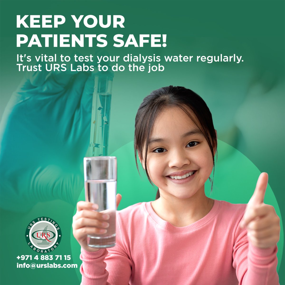 Make sure the dialysis water used for patients is free of toxins and chemicals with URS Labs 

#Dialysissafety #URSLabs #HealthSafetyFirst #WaterTesting #PatientSafety #dialysis #safetyfirst #DialysisWaterAnalysis