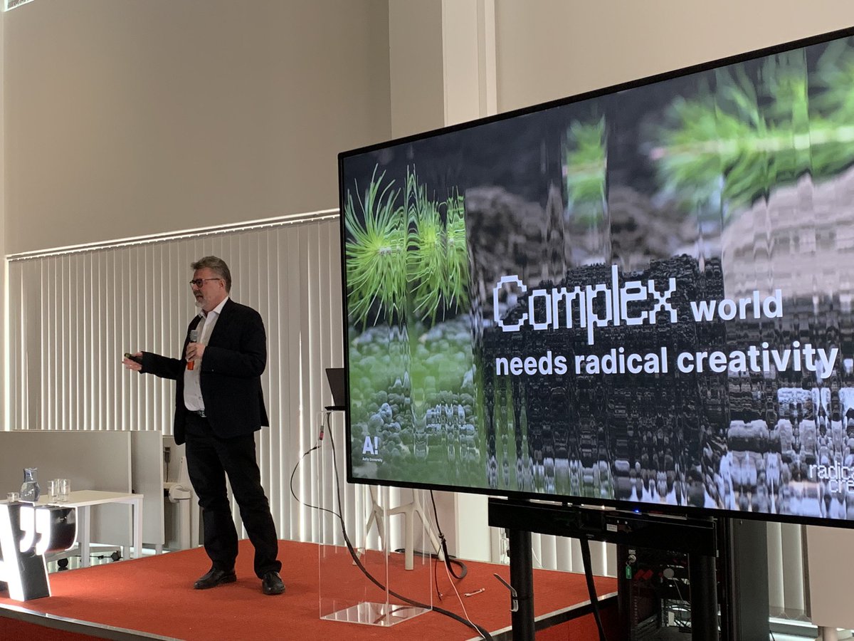 AaltoUniversity's tweet photo. ’Radical creativity as a cross-cutting theme really stands out. Creativity connects our different practices and capabilities’ Dean of @AaltoARTS @AuvinenTuomas #publicart #radicalcreativity https://t.co/PFjp4HW01i