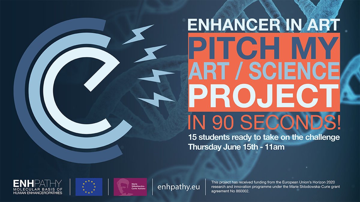 ENHPATHY (@enhpathy_h2020) on Twitter photo The <a href="/enhpathy_H2020/">ENHPATHY</a> students will be presenting their #enhancerinart projects on June 15th. Please register to watch the presentations live on Youtube.
youtube.com/watch?v=b5tbFm… This event is organised in partnership with <a href="/EloScicomm/">Dr Elodie Chabrol</a>
<a href="/MSCActions/">Marie Skłodowska-Curie Actions</a> #scicomm The <a href="/enhpathy_H2020/">ENHPATHY</a> students will be presenting their #enhancerinart projects on June 15th. Please register to watch the presentations live on Youtube.
youtube.com/watch?v=b5tbFm… This event is organised in partnership with <a href="/EloScicomm/">Dr Elodie Chabrol</a>
<a href="/MSCActions/">Marie Skłodowska-Curie Actions</a> #scicomm