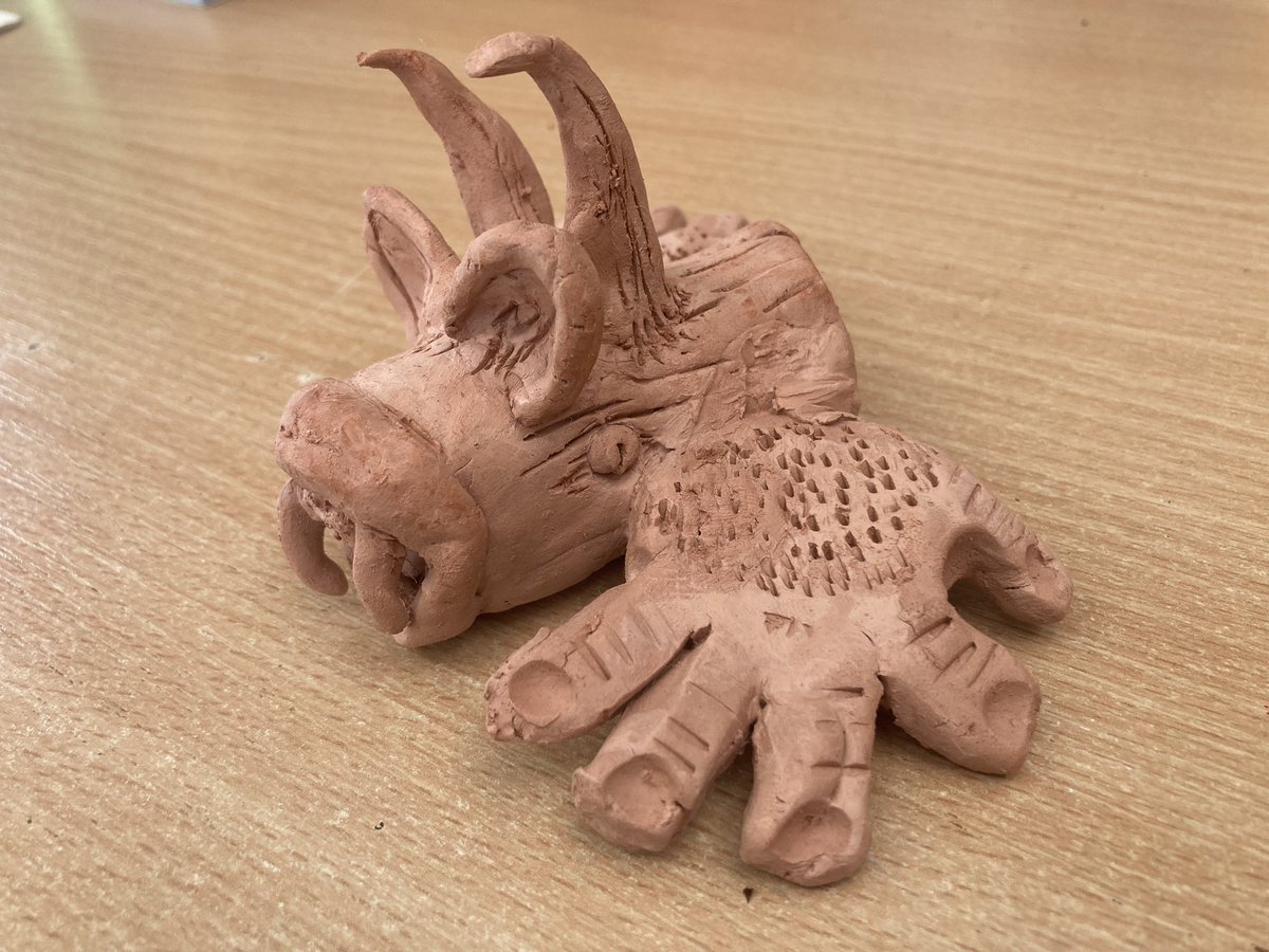 Dempsey_art's tweet image. Y5 Kacper’s creature initially collaged from magazine images and inspired by Dinosaurs. Today is our third session on this where we will paint the clay creature. Awesome skills 🌟 #artteaching #clay #primaryart