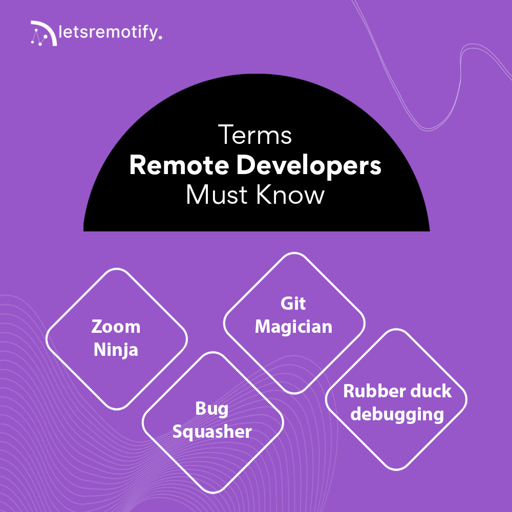 letsremotify's tweet image. Here are a few quirky terms that developers at letsremotify shared with us. Share your favorite tech terms in the comments below! 💬👩‍💻

#letsremotify #remotedeveloperlingo #codingjargon #techterms #codeninja #geekspeak #funtechlanguage #technology