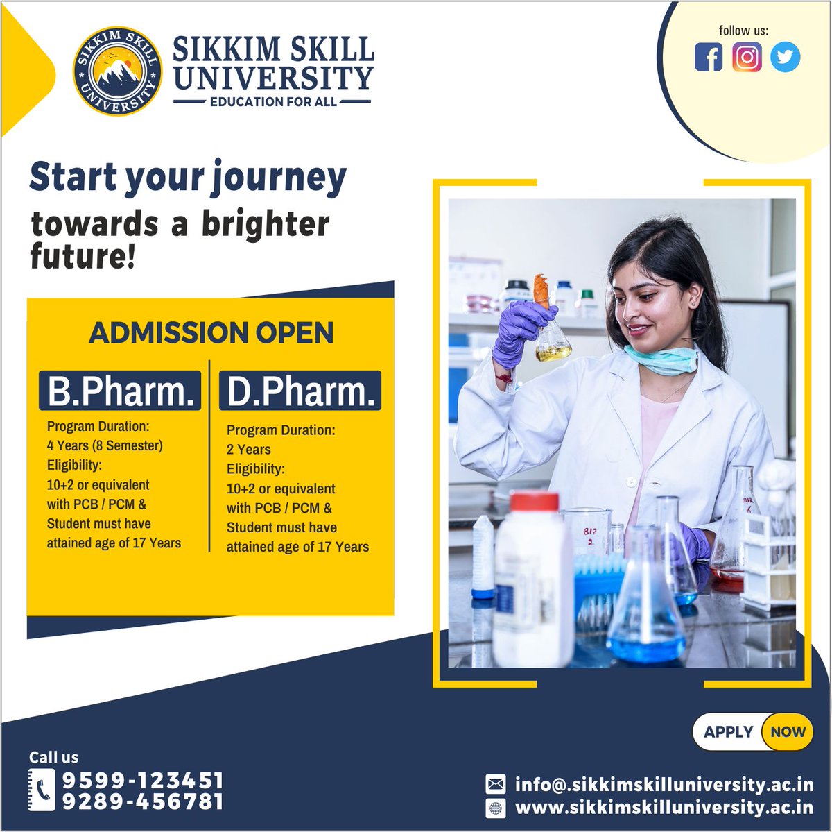 #sikkimskilluniversity #NamThang #southsikkim #admission #collegeadmissions #Pharmaadmission #Dpharma #Bpharma #healthcare #pharmacy #medicine #healthcareadmission #chemistry #AdmissionsOpen #EnrollNow #SSU 
 Visit on Website :- sikkimskilluniversity.ac.in