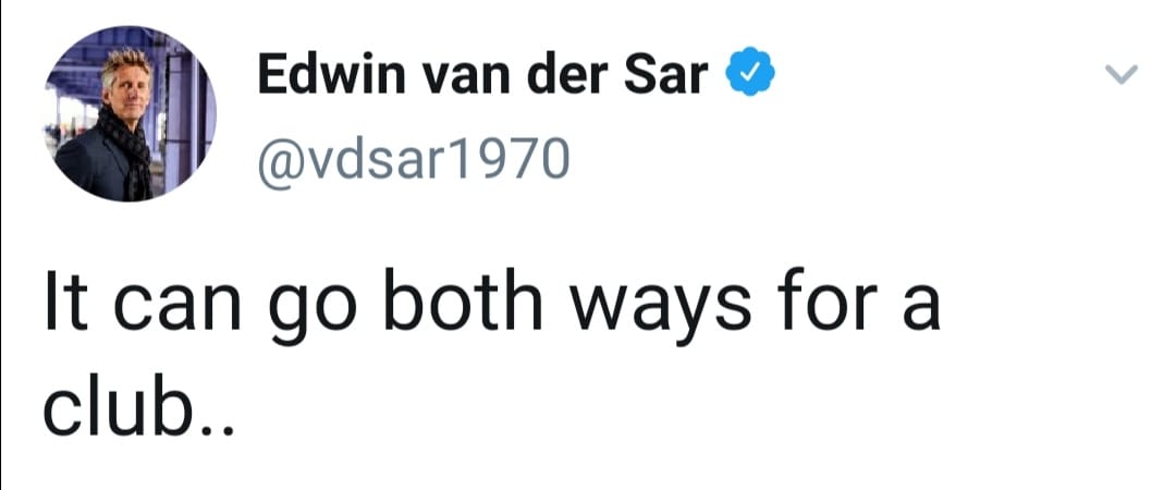 Het 11 jaar volhouden als algemeen directeur van <a href="/AFCAjax/">AFC Ajax</a> is rete knap.

<a href="/vdsar1970/">Edwin van der Sar</a>