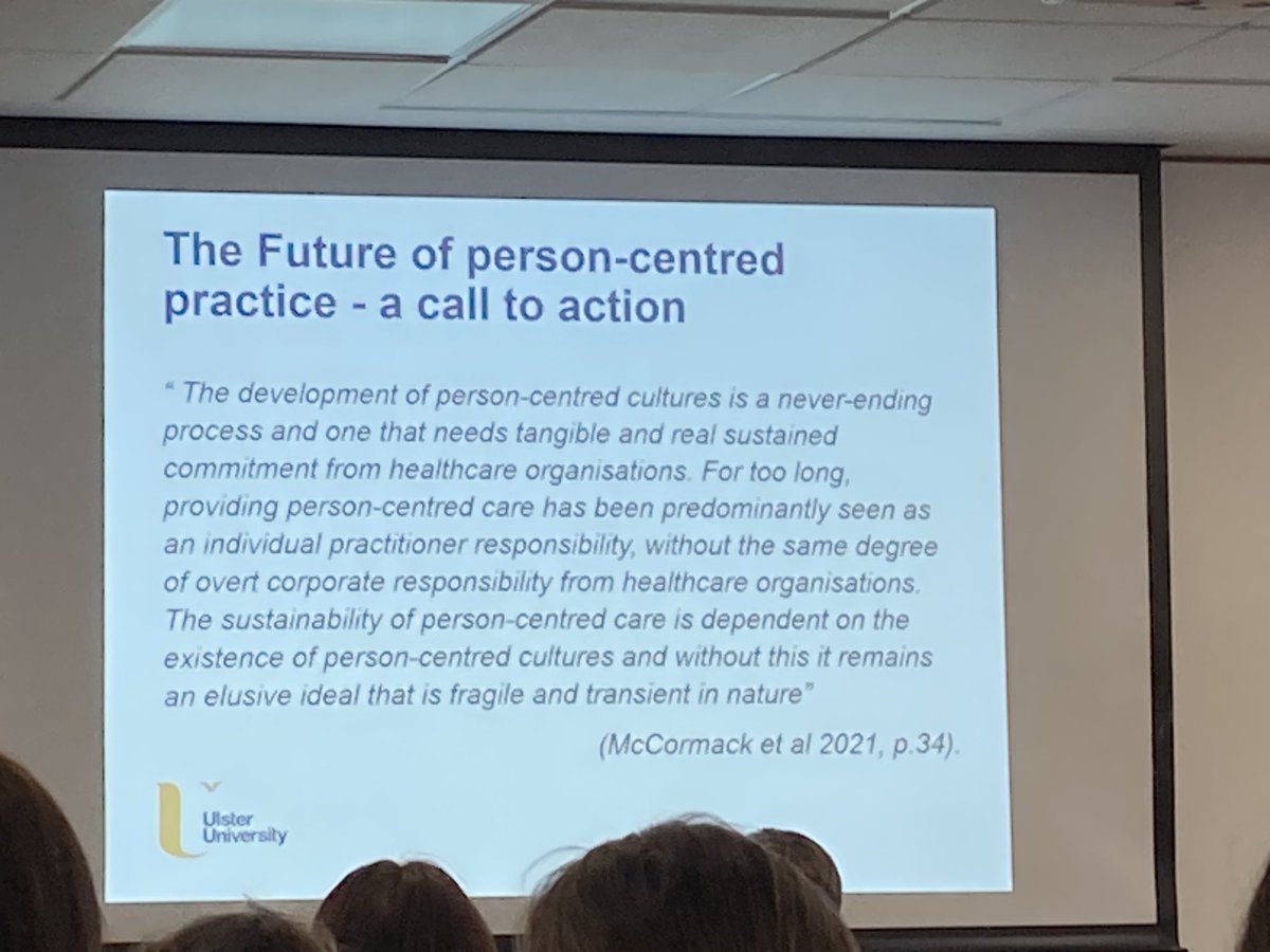 Prof Tanya McCance sharing her research about person centred care @uclh nursing and midwifery conference. So much here for nursing and midwifery leadership to take forward. Improving experience and outcomes for patients and staff #UCLHNM2023
