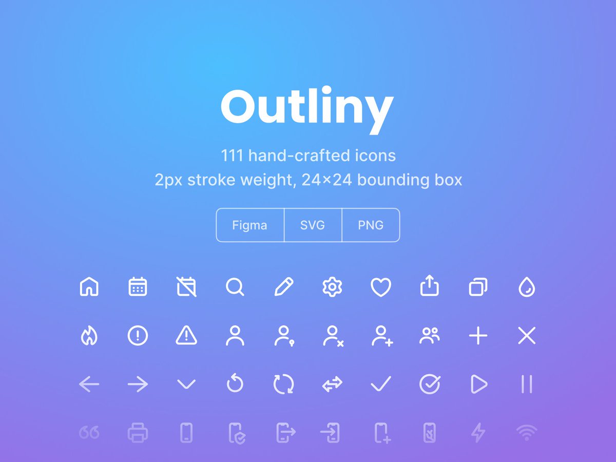 maximesimeon's tweet photo. ✨ Free Icons Alert ✨

Today Outliny icon set is available for free!
🖋️ Hand-crafted in Figma
📐 24x24px
↔️ Scalable — SVG power https://t.co/jOWB0tsre5