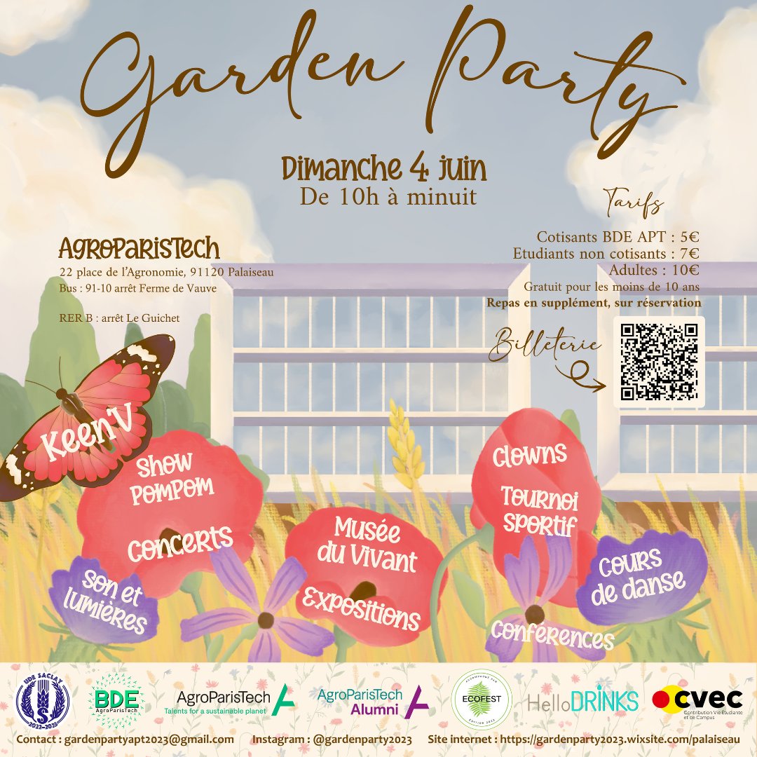 [EVENT] - Nous avons le plaisir de vous inviter, en collaboration avec les bénévoles du GRIF, à la toute première Garden Party des Agros à Palaiseau ! 🤩

🗓 Dimanche 4 juin, de 10h00 à 00h00 !

Pour participer à cet évènement, inscrivez vous : aptalumni.org/agenda/garden-…