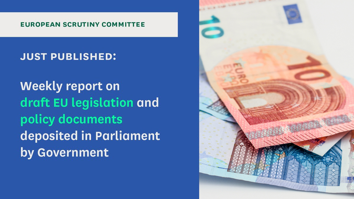 In our report this week we consider documents relating to the #WindsorFramework
•New Stormont Brake
•Customs 'Green Lane'
•VAT & Excise
•State Aid
#EUScrutiny

📗 publications.parliament.uk/pa/cm5803/cmse…