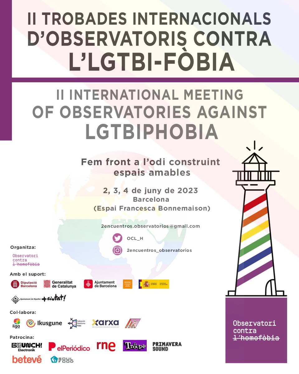 🌈 𝗜𝗜 𝗘𝗻𝗰𝘂𝗲𝗻𝘁𝗿𝗼𝘀 𝗜𝗻𝘁𝗲𝗿𝗻𝗮𝗰𝗶𝗼𝗻𝗮𝗹𝗲𝘀 𝗱𝗲 𝗢𝗯𝘀𝗲𝗿𝘃𝗮𝘁𝗼𝗿𝗶𝗼𝘀 𝗖𝗼𝗻𝘁𝗿𝗮 𝗹𝗮 𝗟𝗚𝗧𝗕𝗜-𝗳𝗼𝗯𝗶𝗮
🗣 Me complace anunciar que participaré en la presidencia de los Encuentros y con una ponencia inaugural 
🌍 Hacemos frente al odio construyendo