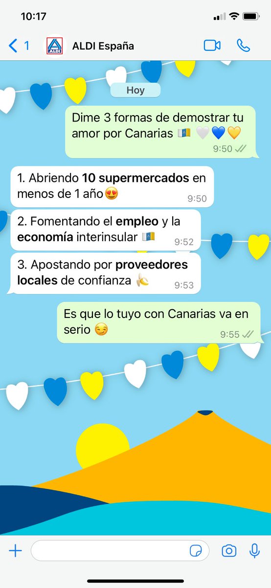 Aldi_es's tweet photo. ¿Qué locura has hecho por amor? 🤍💙💛 #DíadeCanarias https://t.co/v2hJUPhnKg