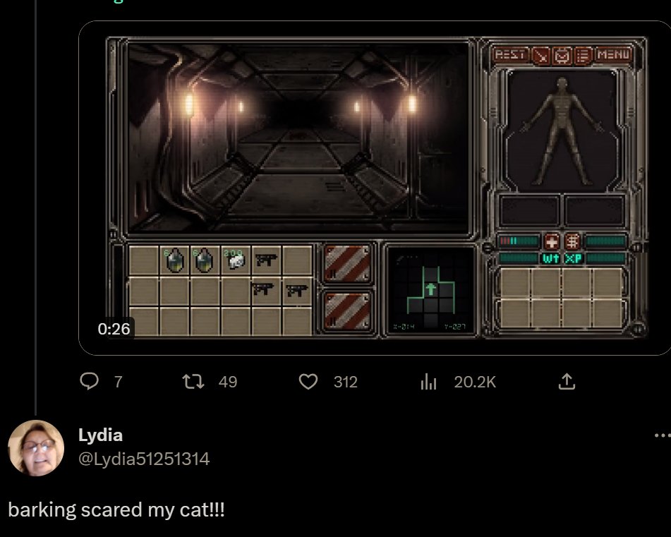 modredcastleton's tweet image. Precisely the reaction I intended, Lydia&apos;s cat. ☢️☢️☢️

#WormwoodStudios #HibernaculumGame #Reviews