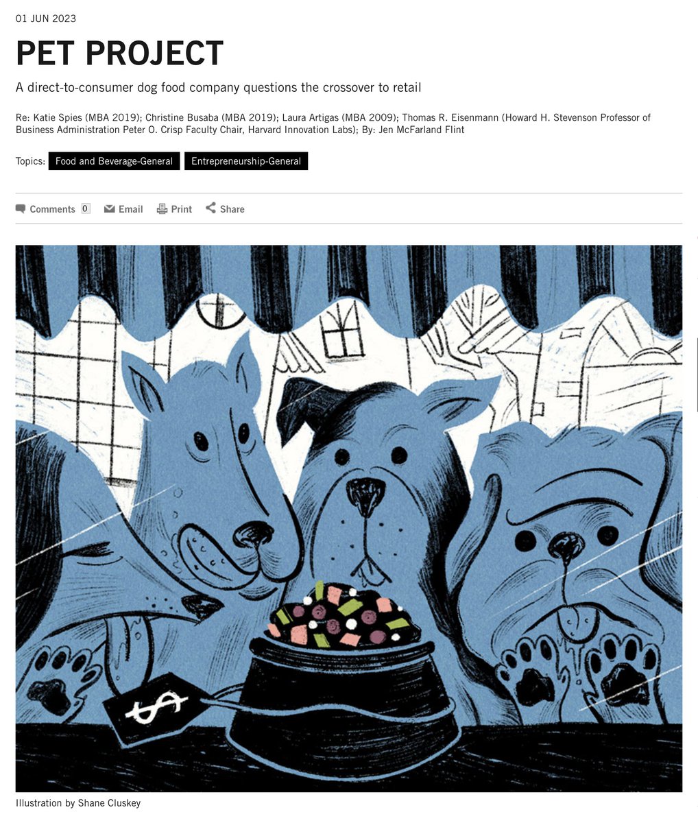 Dog Food, by Shane Cluskey (lnkd.in/emBQVMSM) 
#Illustration for @HarvardHBS about a direct-to-consumer #dogfood company questioning the crossover to retail
Find the article here: lnkd.in/etbmrJJc
#business #shanecluskey #illustrationzone #editorialillustration #art
