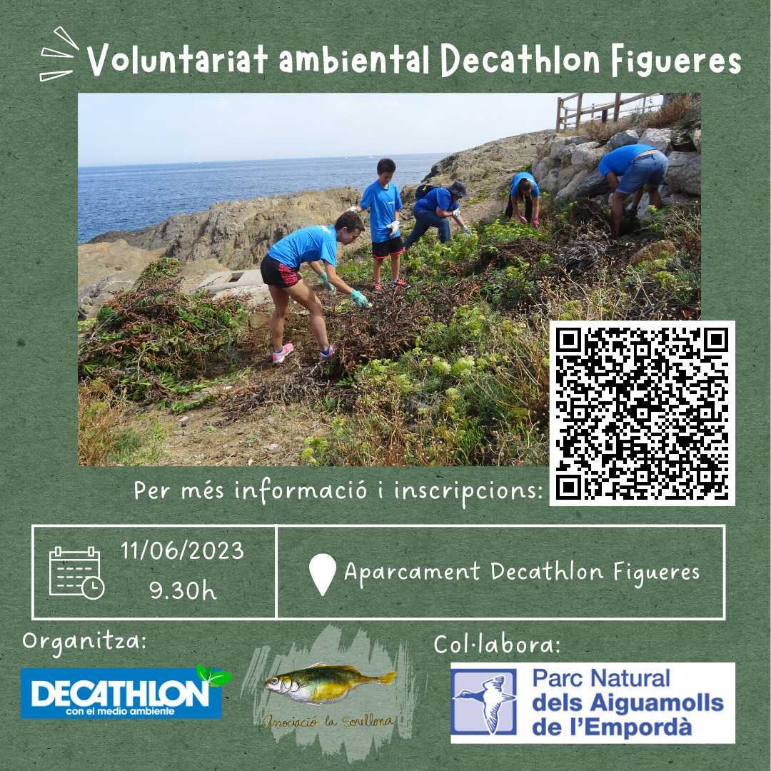 El proper diumenge 11 de juny teniu una cita amb La Sorellona i @DecathlonES! 🤩😍 Us proposem 3 activitats de #voluntariatambiental, matinals de 3 hores de durada, i gratuïtes, però cal inscriure's prèviament a través del codi QR de cada botiga. + info: voluntariat@sorellona.org