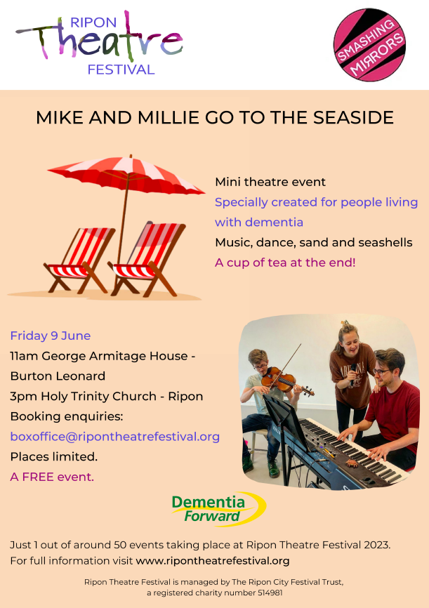 A lovely time at the seaside with music, dance & a cuppa! 🏖️ ☕️ specially created for people living with #dementia
A free event from #RiponTheatreFestival & @dementiaforward, with a performance at @HTRChurch in the afternoon.

hadca.org.uk/events/mike-an…