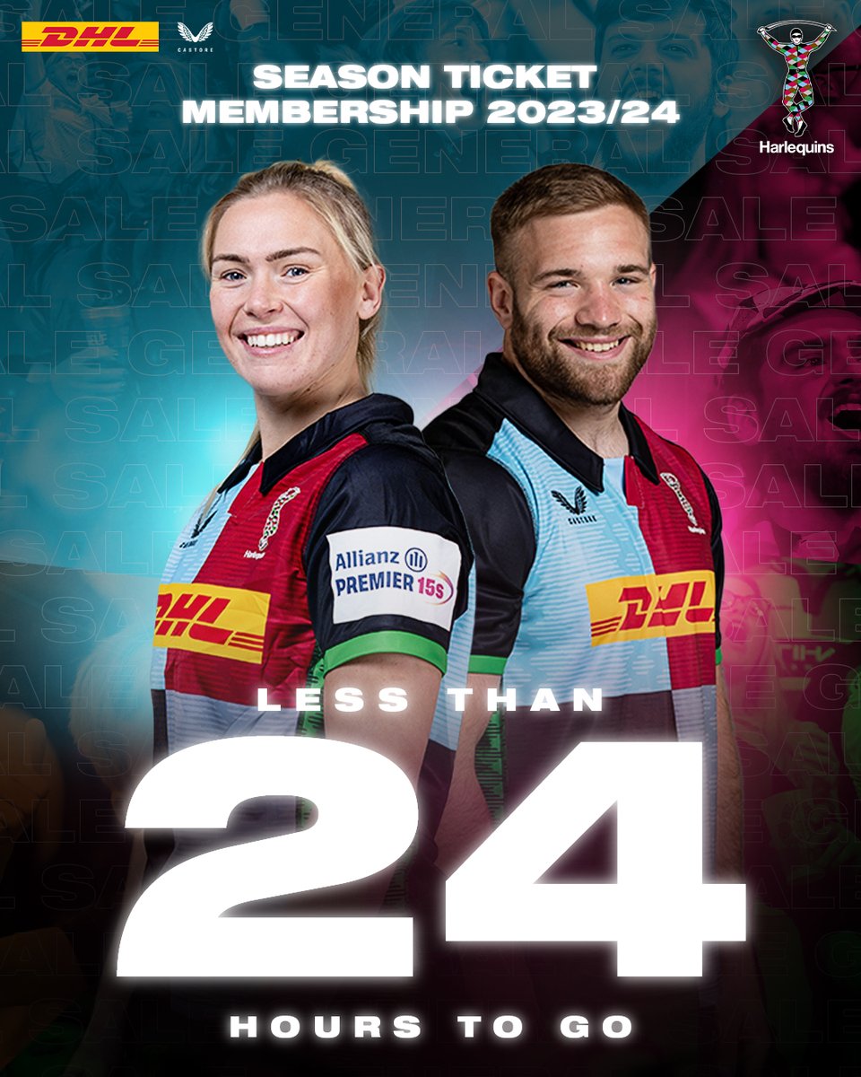 ⚠️2️⃣4️⃣ HOURS TO GO ⏰ This is your last chance to get your Season Ticket Membership for the 2023/2024 season! Hit the link NOW ⬇️ eticketing.co.uk/harlequins/EDP… #COYQ