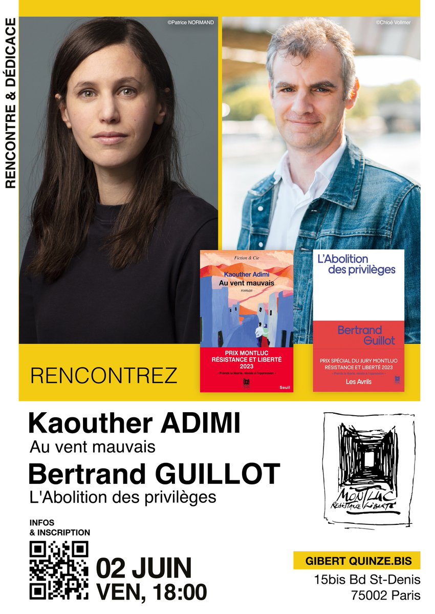 Une soirée Résistance et Liberté 
Vendredi 2 juin à 18h, à la librairie QUINZE.BIS BY GIBERT. 15 bis, boulevard Saint-Denis. 75002 Paris !