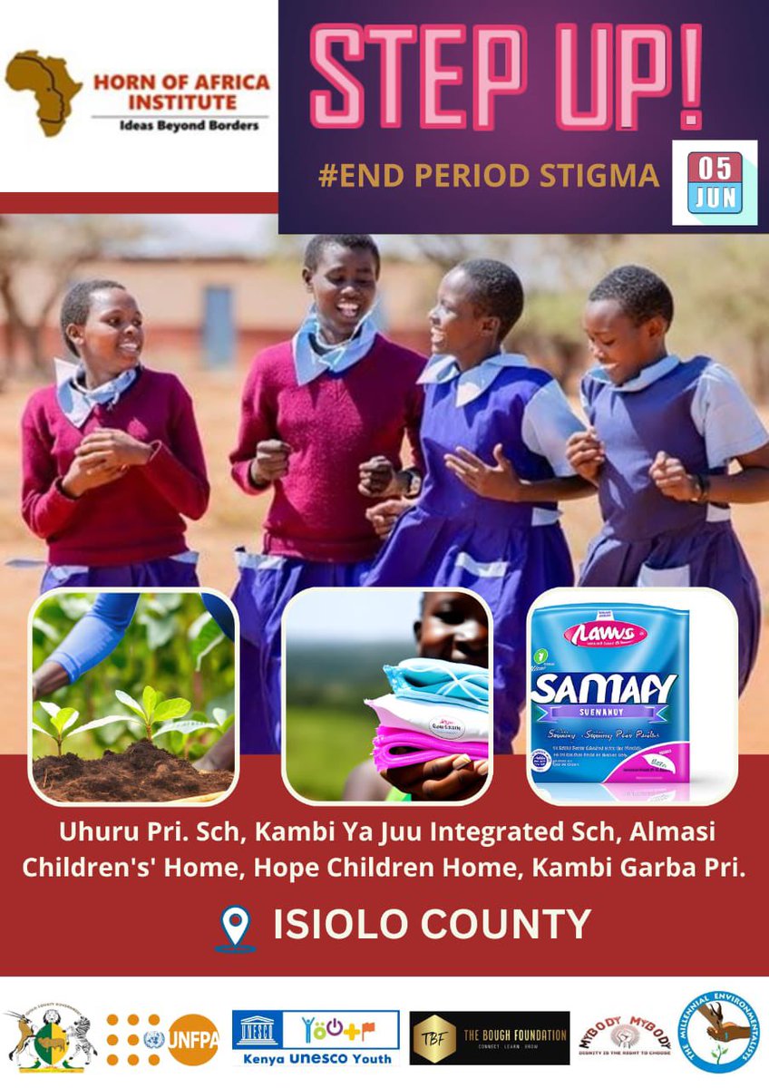 HornofAfrica_4's tweet photo. In partnership with @UNFPAKen & @Mybody_Ke We are rolling out #SchoolTour- #PadDrive #TreeSeedling Donations to schools in Isiolo County. Come join us this 5th of June 2023, as commemorate #WorldEnvironmentDay and Educate young girls & boys on #MenstrualHygiene and #GBVAwareness https://t.co/ip63DXCb50