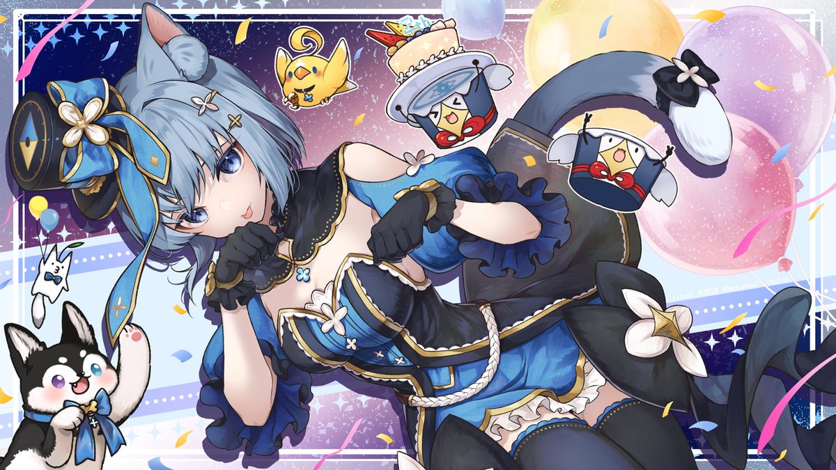 「感謝蓮月的委託 祝羽根出道二週年超快樂!! #迷子羽根 #我們羽二的距離 #Vt」|未那琉🧋のイラスト