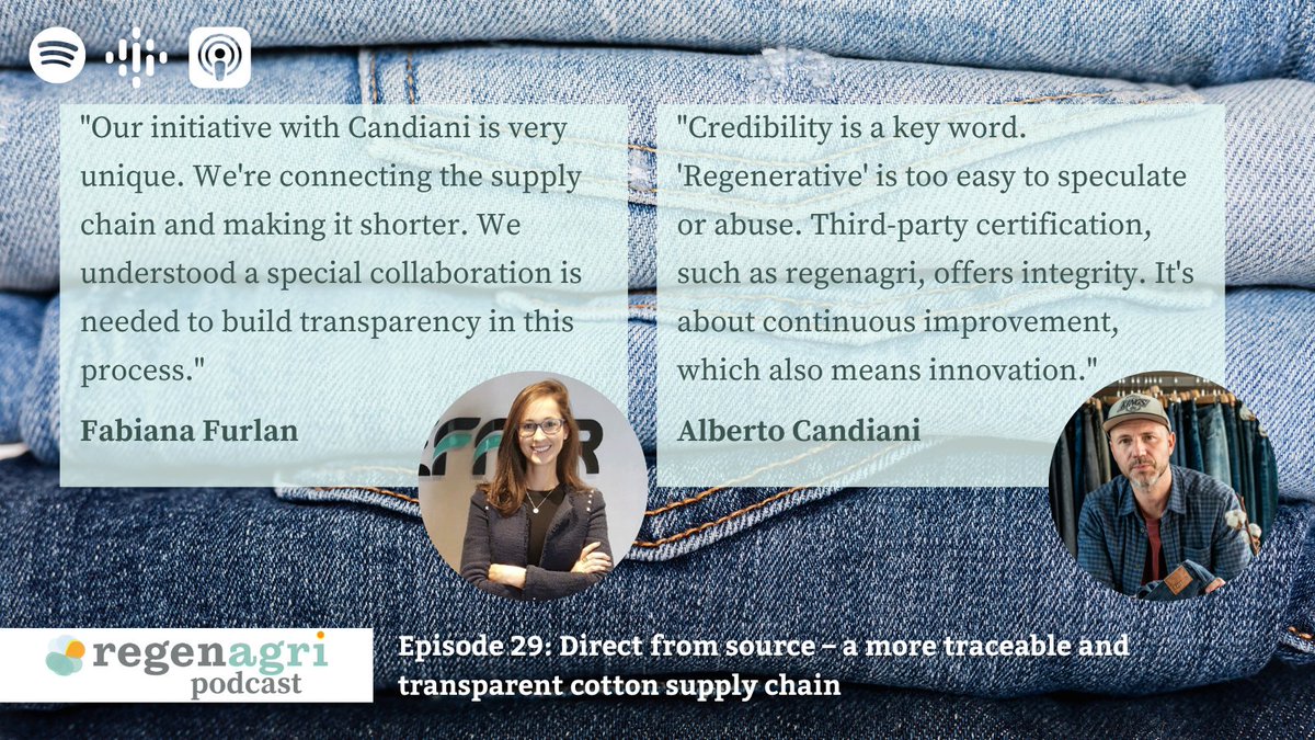 Listen to brand new episode 29 of the <a href="/regenagri_org/">regenagri</a> #podcast, which explores the connection between <a href="/gruposcheffer/">Grupo Scheffer</a> &amp; Candiani Denim, shortening #regenerative textile supply chains &amp; assessing the validity of regenerative claims. Listen now! Search for the #regenagripodcast 🎙️